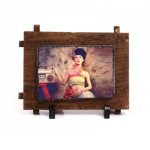 Placa ardezie personalizata cu rama de lemn - 13x18cm