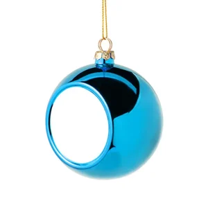 Glob albastru personalizat pentru brad, Ø 8 cm – personalizabil cu poză sau text