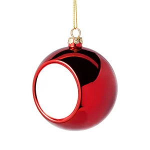 Glob rosu personalizat pentru brad, Ø 8 cm – personalizabil cu poză sau text