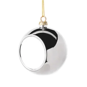 Glob argintiu personalizat pentru brad, Ø 8 cm – personalizabil cu poză sau text